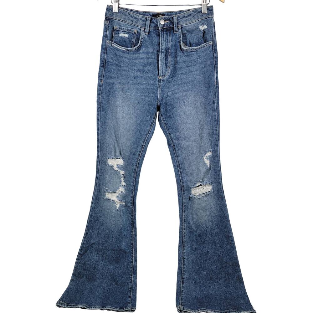 AFRM Womens Bell Bottom Jeans‎ Size 28 Distressed High Rise Flare Denim